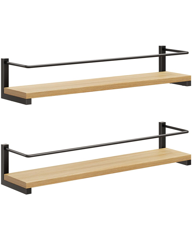 OROPY Spice Rack Wall Mounted, Rustic Wood Hanging Rack for Over The Stove, Kitchen Wall, 2 Pack - Image 1